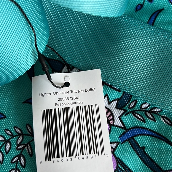 Vera Bradley Lighten Up Large Traveler Duffel and cosmetic bag Peacock Garden - Picture 14 of 16